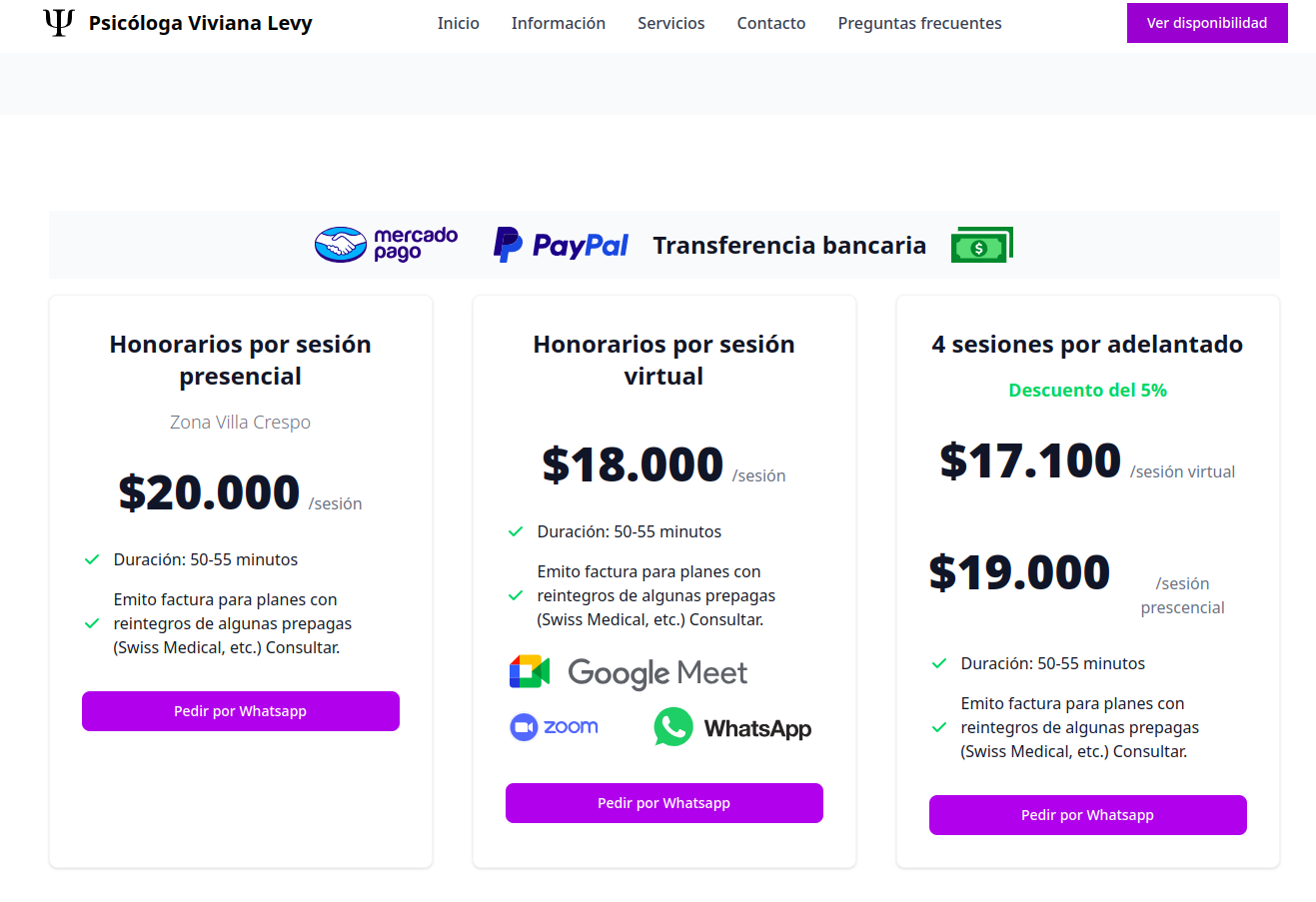 Professional personal website for psychologist